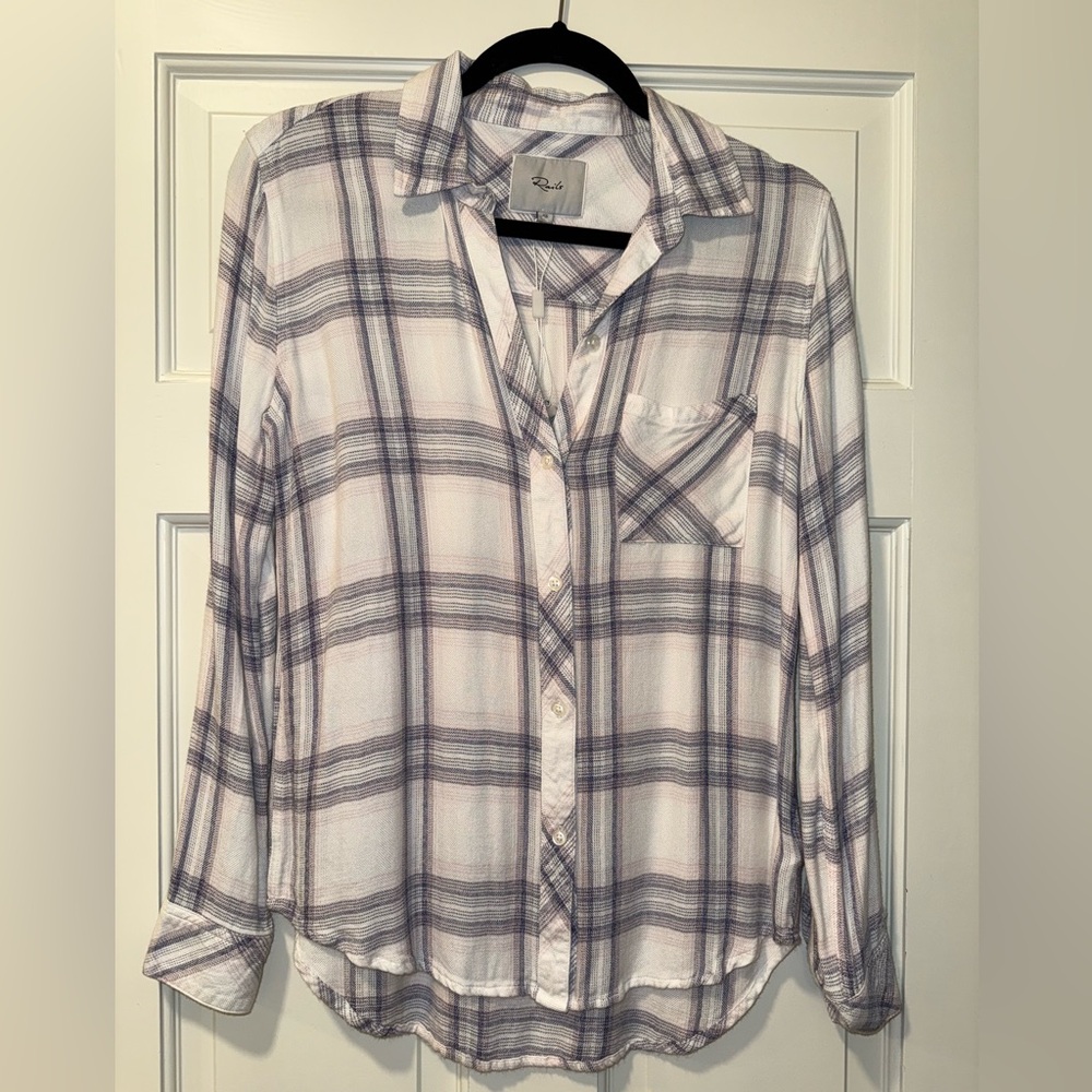 Rails Hunter Top Coastal Blush Plaid Flannel Size XS